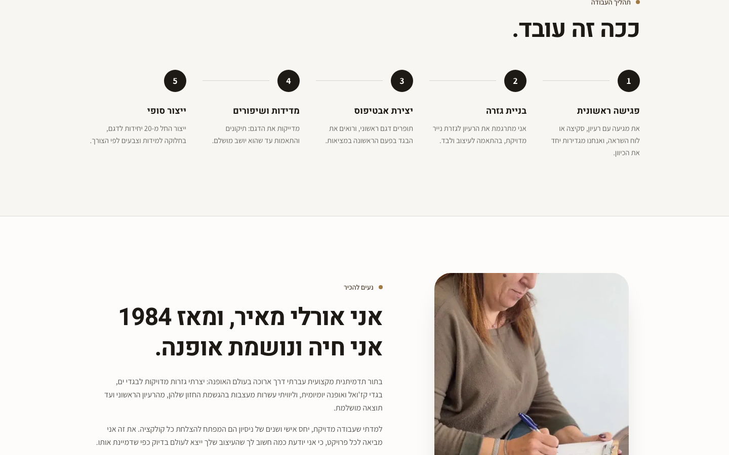 Orly Meir: the studio's process, from first meeting to final production