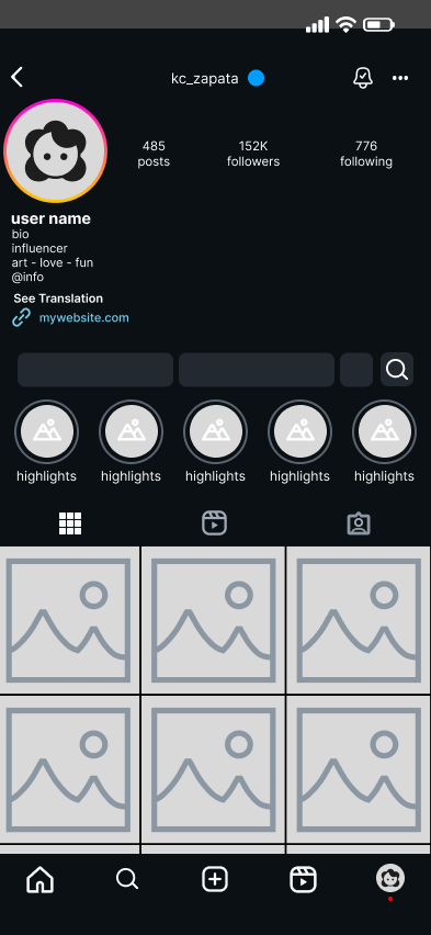 January 2025 Figma mockup — option 1, a persistent search bar above the highlights row